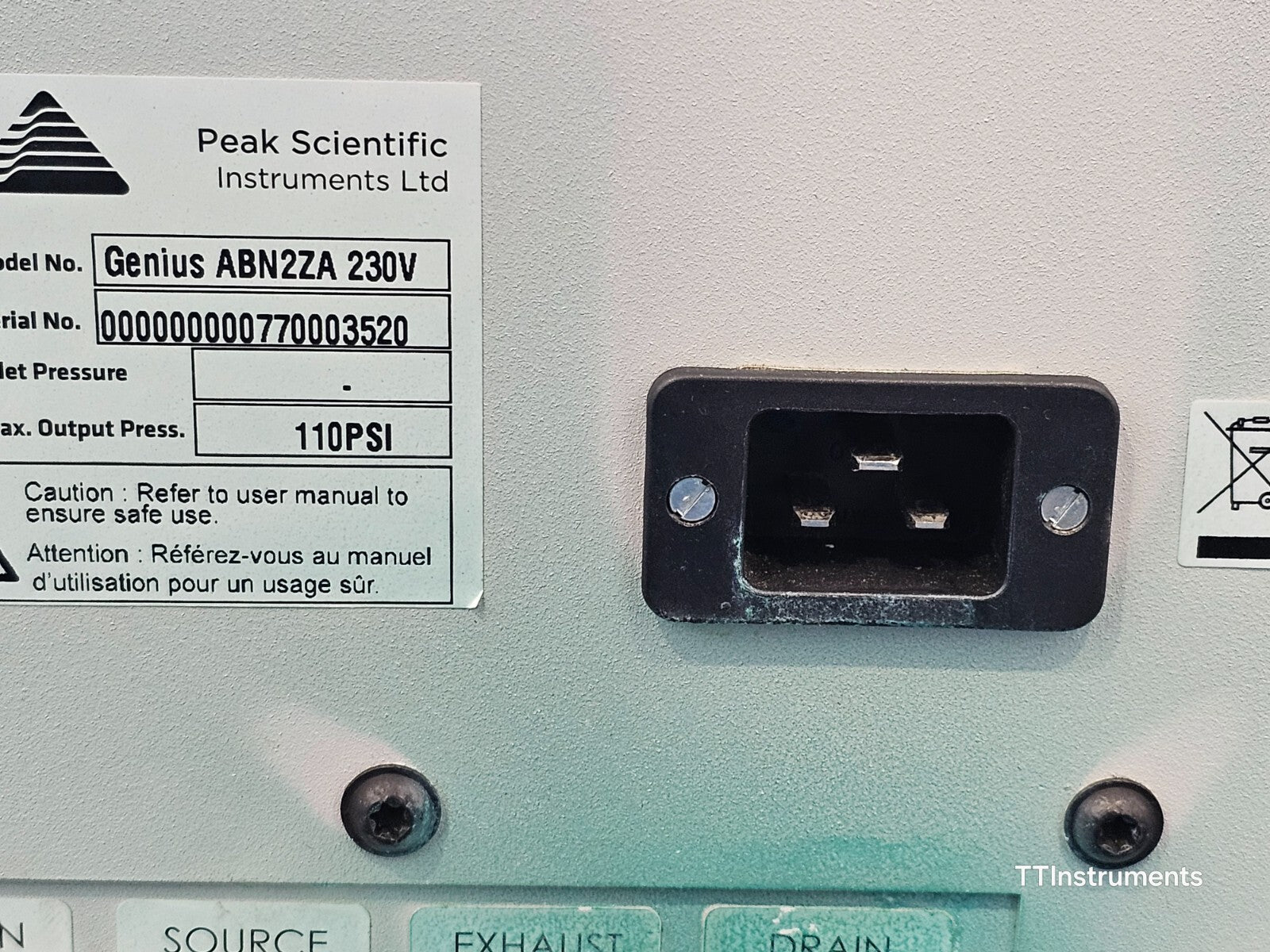 Peak Scientific Instruments Genius ABN2ZA Nitrogen Generator MFD 2017