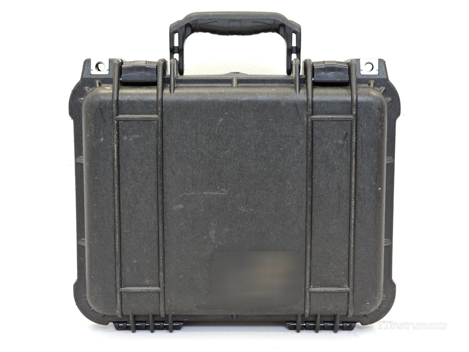 Pelican carry case open showing foam interior and internal cavity dimensions
