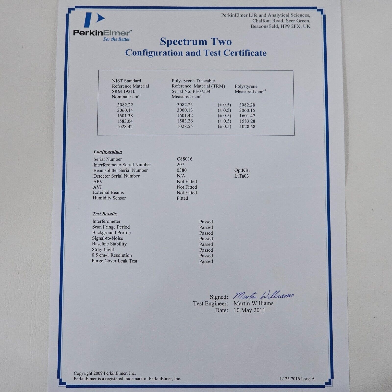 Perkin Elmer L1600300 FT-IR Spectrometer Spectrum TWO LITA with Laptop & Software