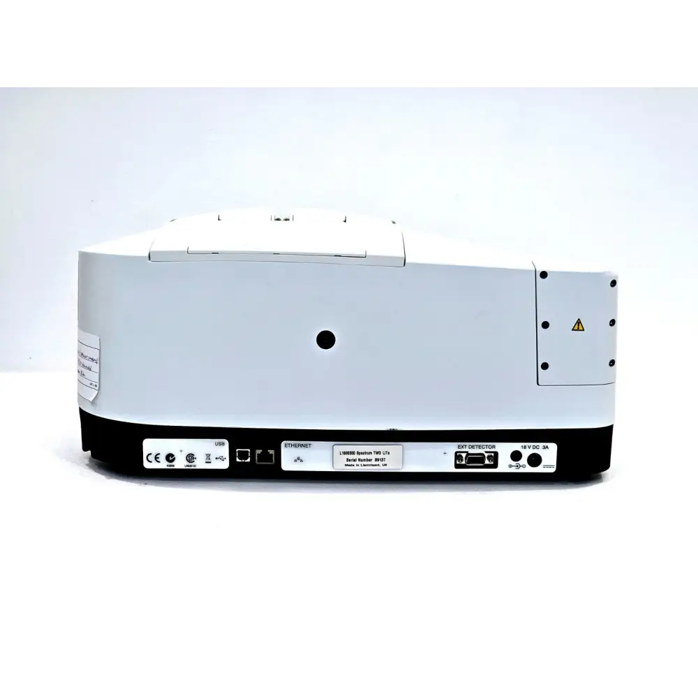 PerkinElmer Spectrum TWO LITA spectrometer rear panel showing connectors and ports