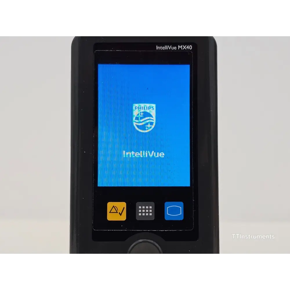 Philips IntelliVue MX40-2B4 label showing part number 865351 and manufacture date 2018