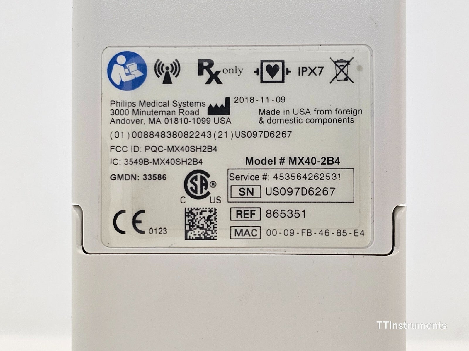 Philips IntelliVue MX40-2B4 Patient Monitor + 2x Batteries MX40 MFD 2018