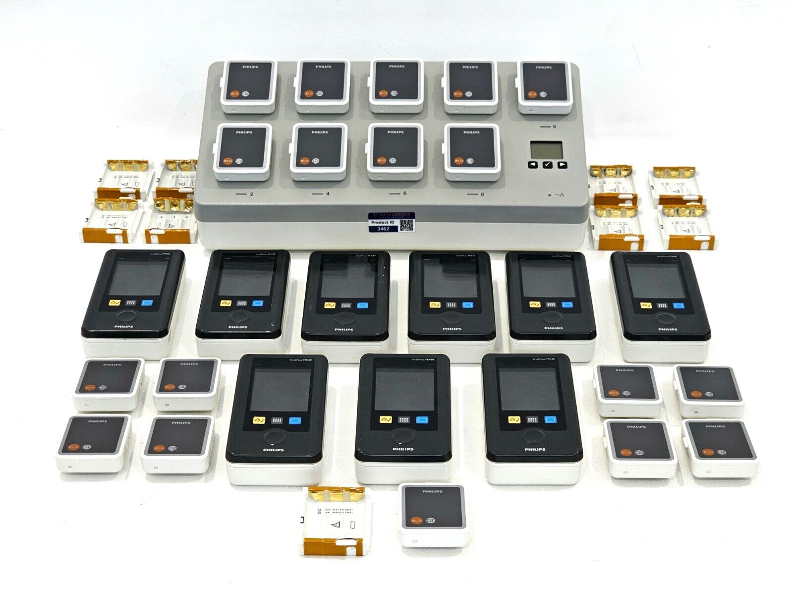 9x Philips Intellivue MX40-2B4 Patient Wearable Monitors with Batteries & Charger