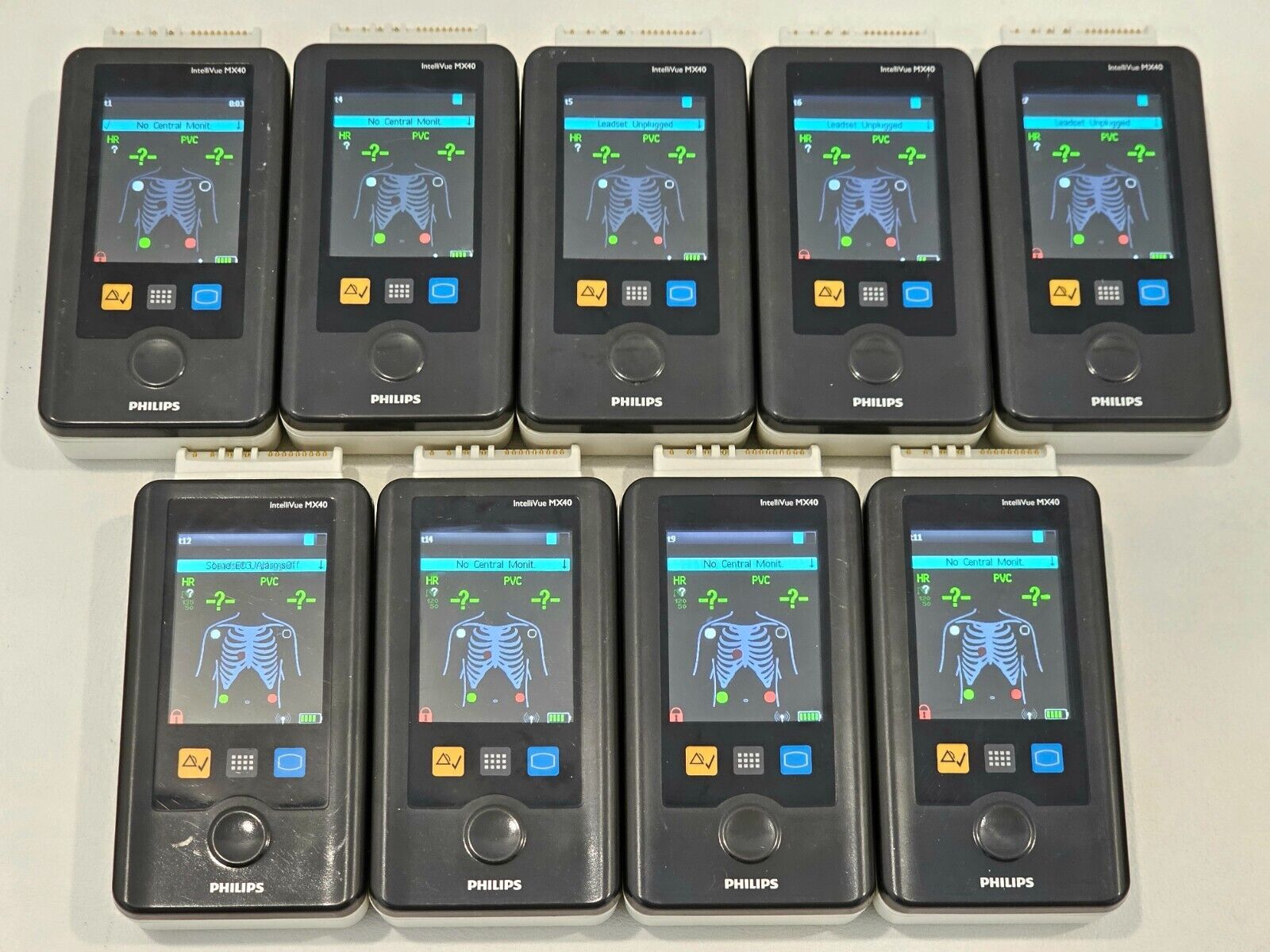 9x Philips Intellivue MX40-2B4 Patient Wearable Monitors with Batteries & Charger