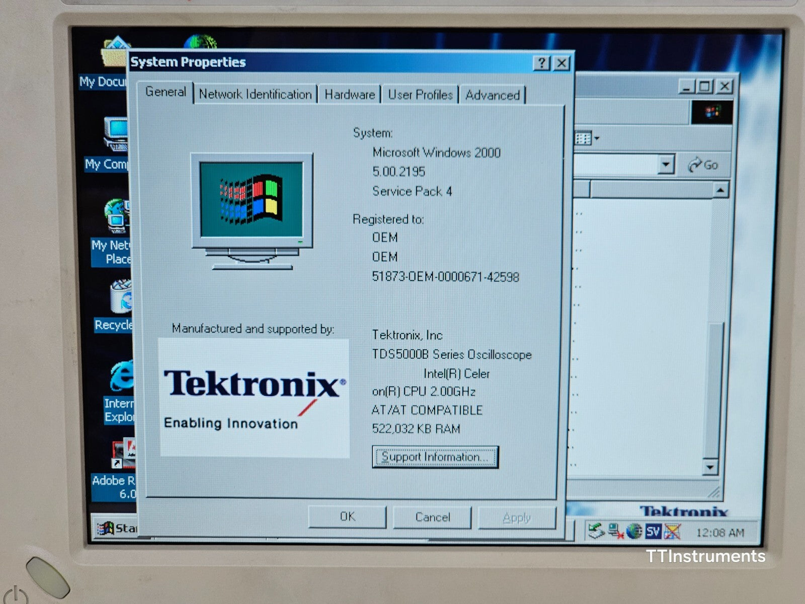 READ DESCRIP Tektronix TDS5104B DPO Digital Phosphor Oscilloscope 1 GHz 5 GS/s