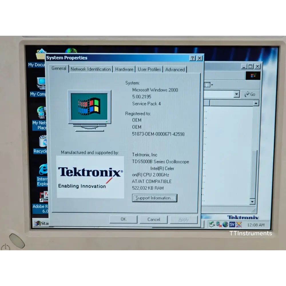 Tektronix TDS5104B power inlet and fuse holder detail on rear panel