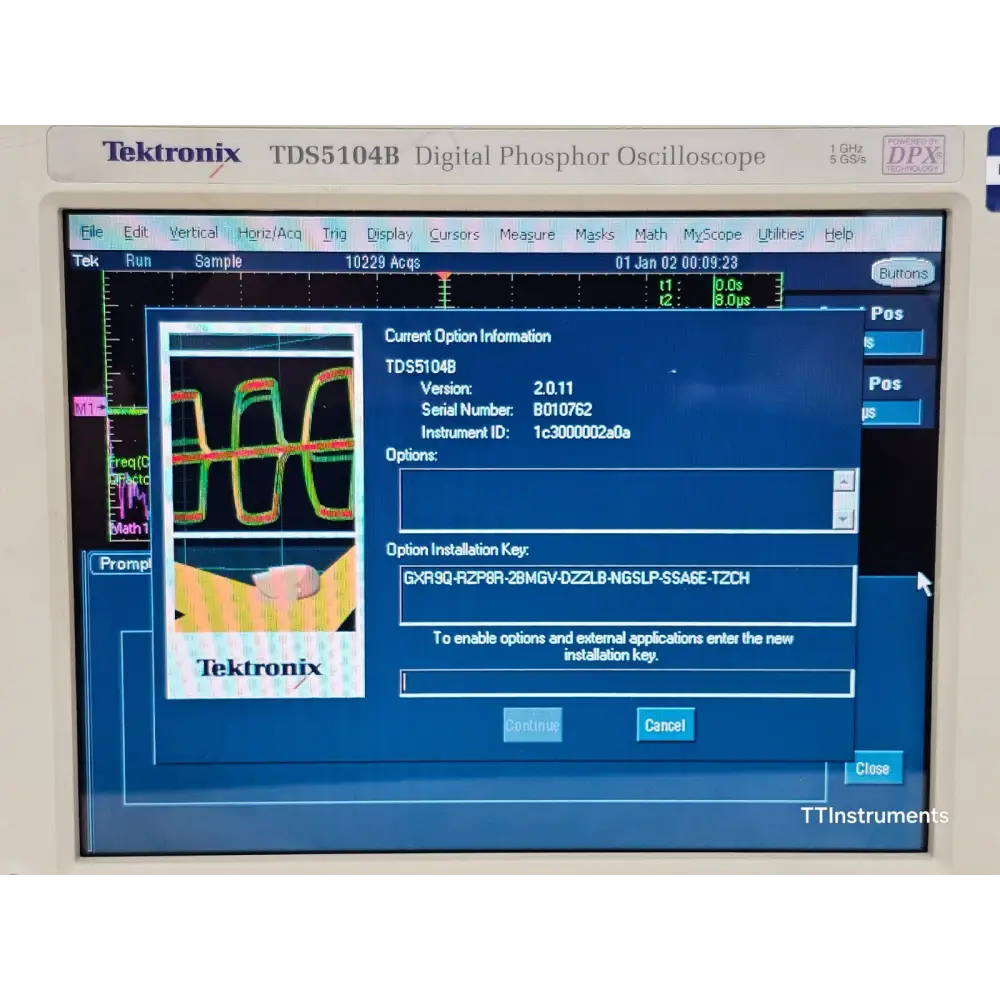 Tektronix TDS5104B 1GHz 4-channel DPO oscilloscope complete unit view