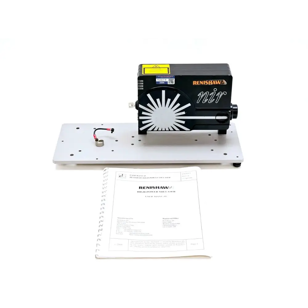 Renishaw HPNIR830 830nm NIR laser module on aluminium baseplate with user manual and cable connector