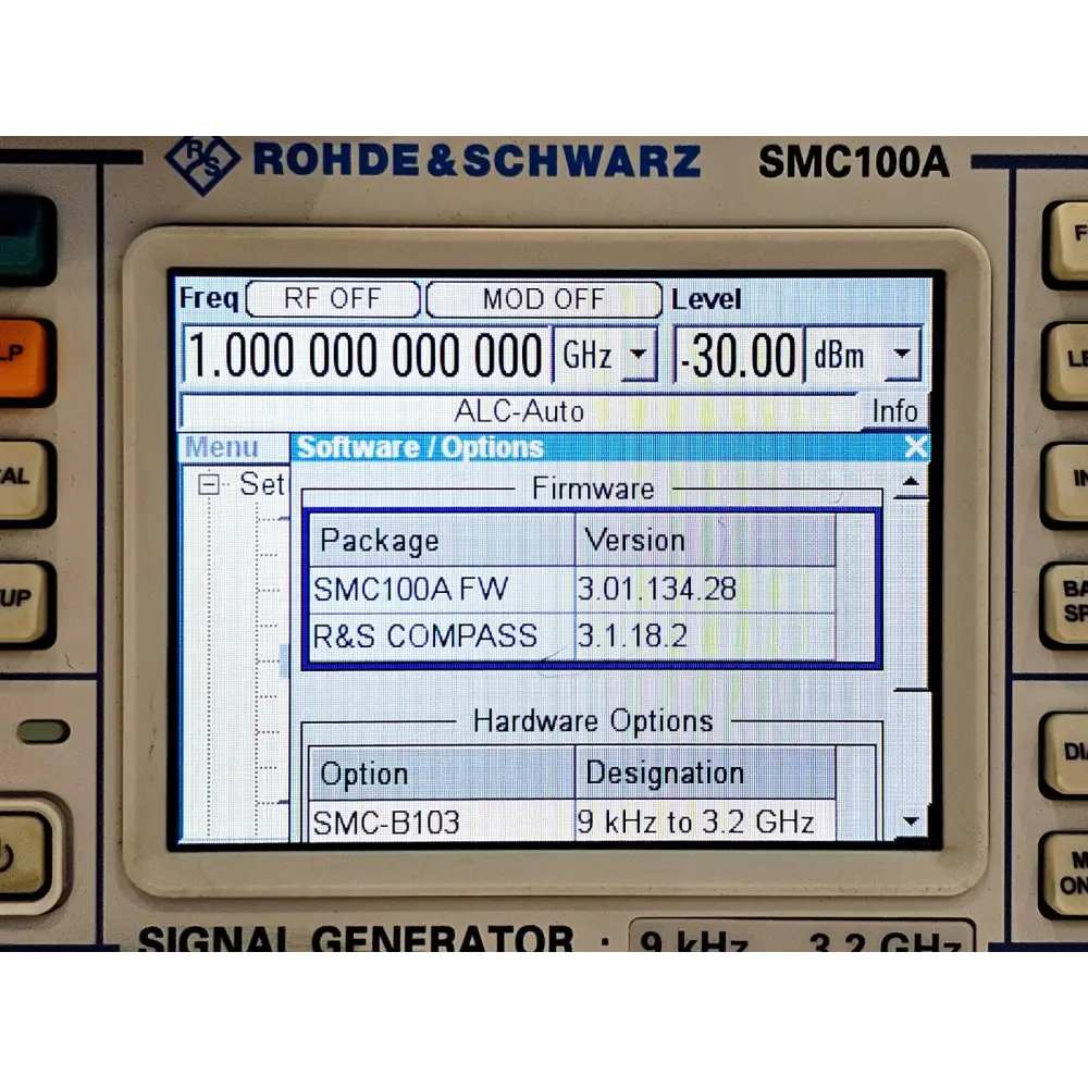 Rohde & Schwarz SMC100A 9 khz - 3.2 GHz Signal Generator SMC-B103 Option R&S SMC