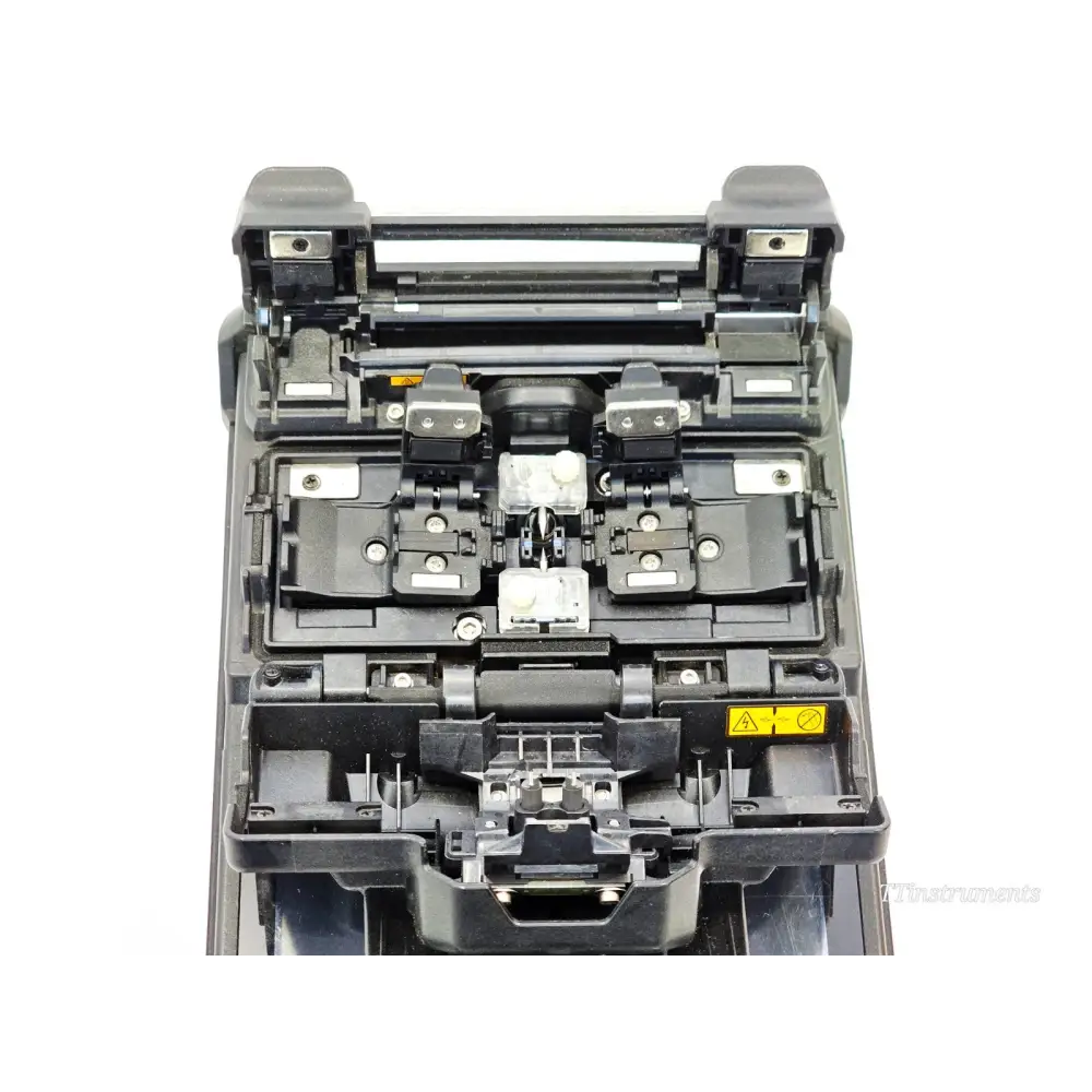 Fujikura 41S fusion splicer stored in hard carrying case with work tray