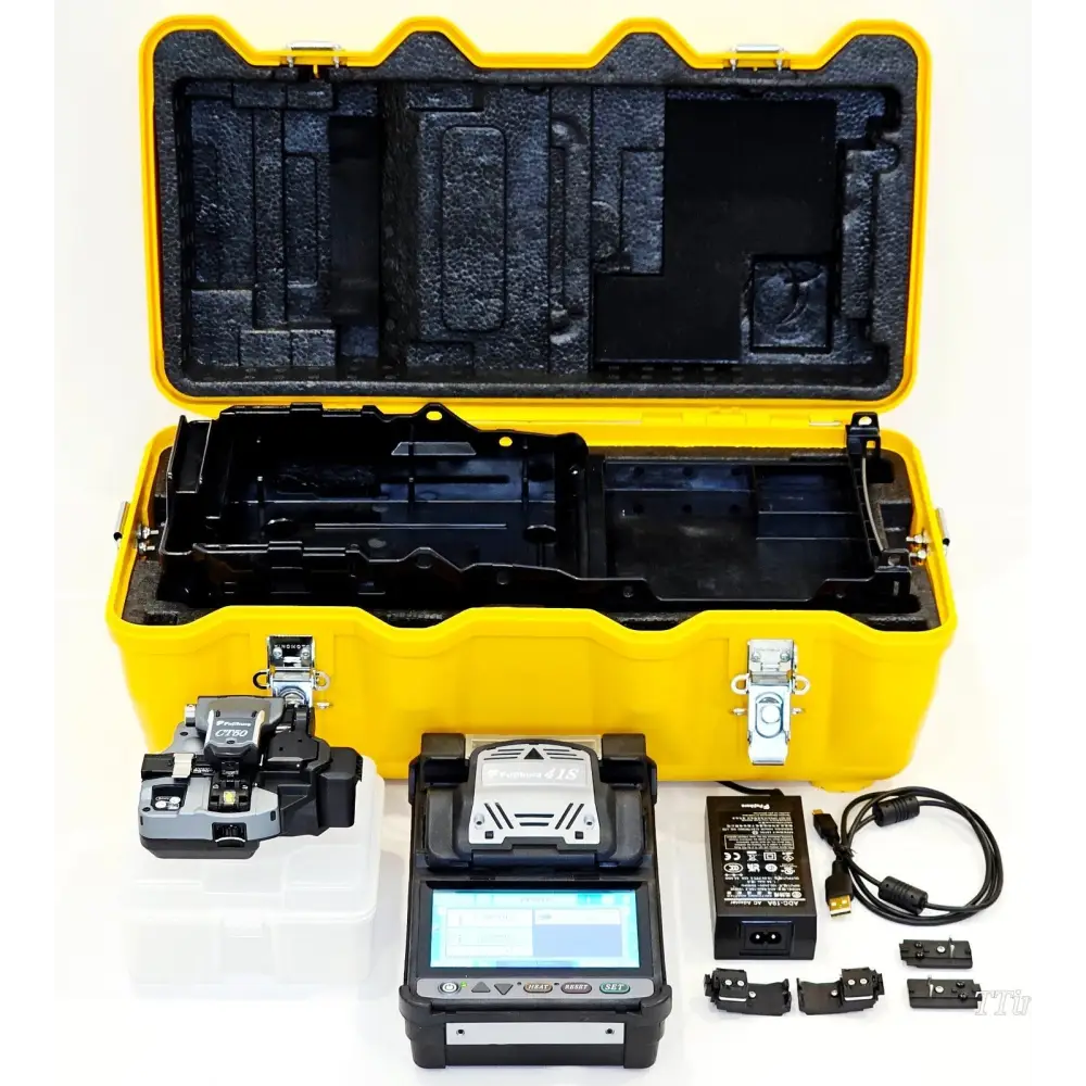 Fujikura 41S Active Cladding Fusion Splicer front view showing 5-inch TFT touchscreen