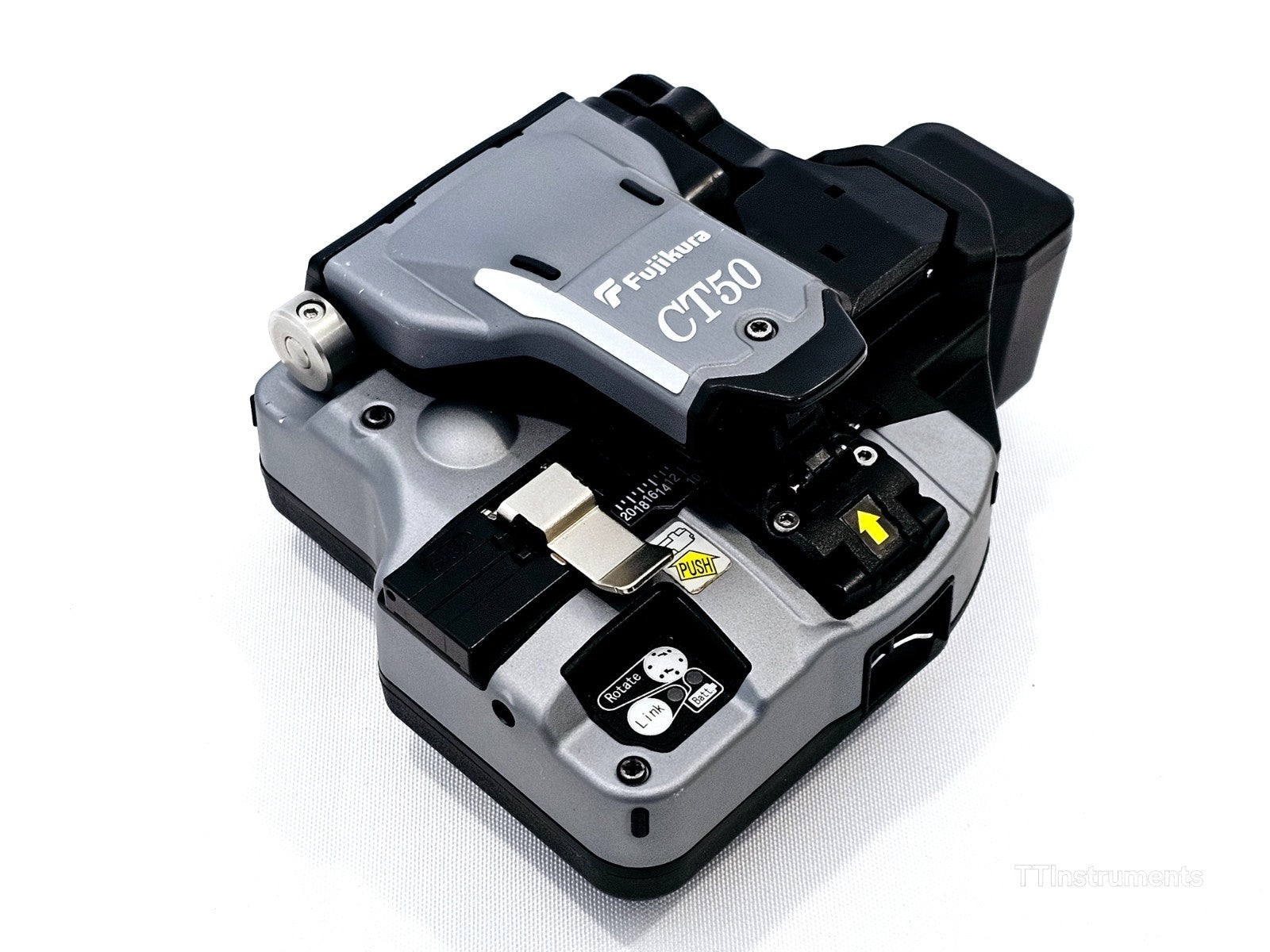 Fujikura 41S+ fusion splicer side view showing USB and power interfaces