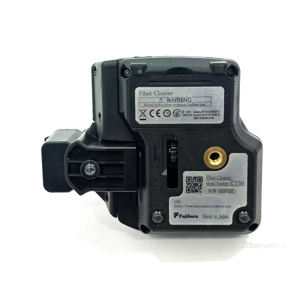 Fujikura 62S+ splicer label showing ARC count and EU licence details
