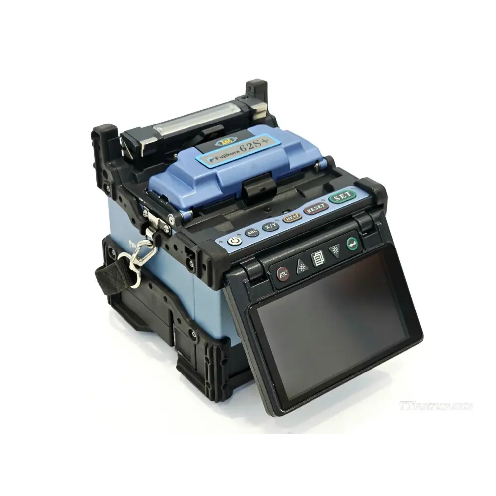 Fujikura 62S+ splicer side view showing rugged housing and carry handle