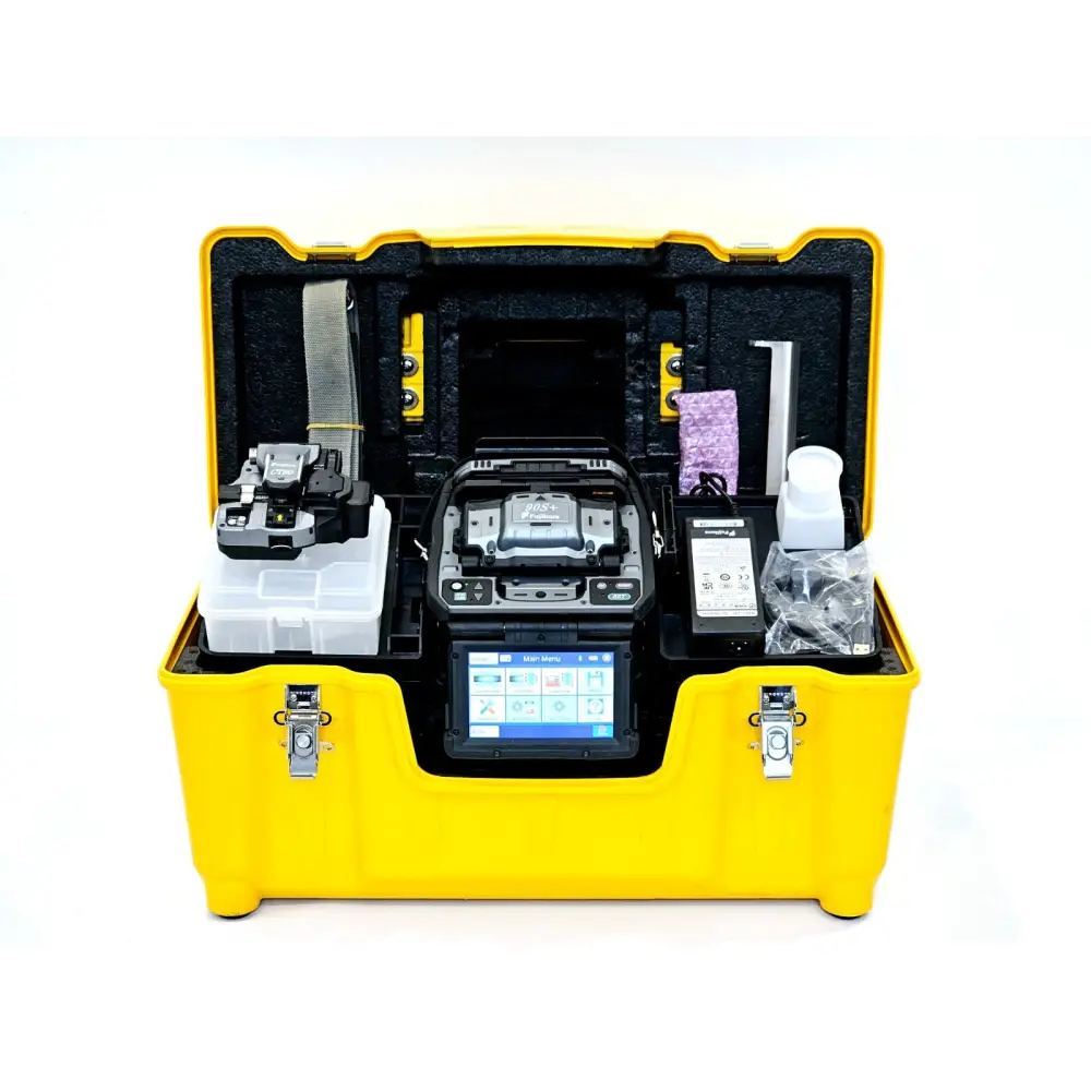 Fujikura 90S+ fibre optic fusion splicer front view with touch screen display