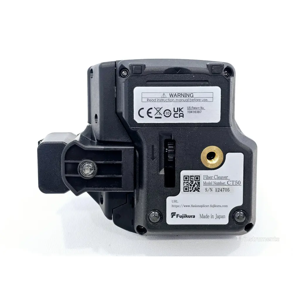 Fujikura 90S+ fusion splicer side and rear view showing USB and connectivity ports