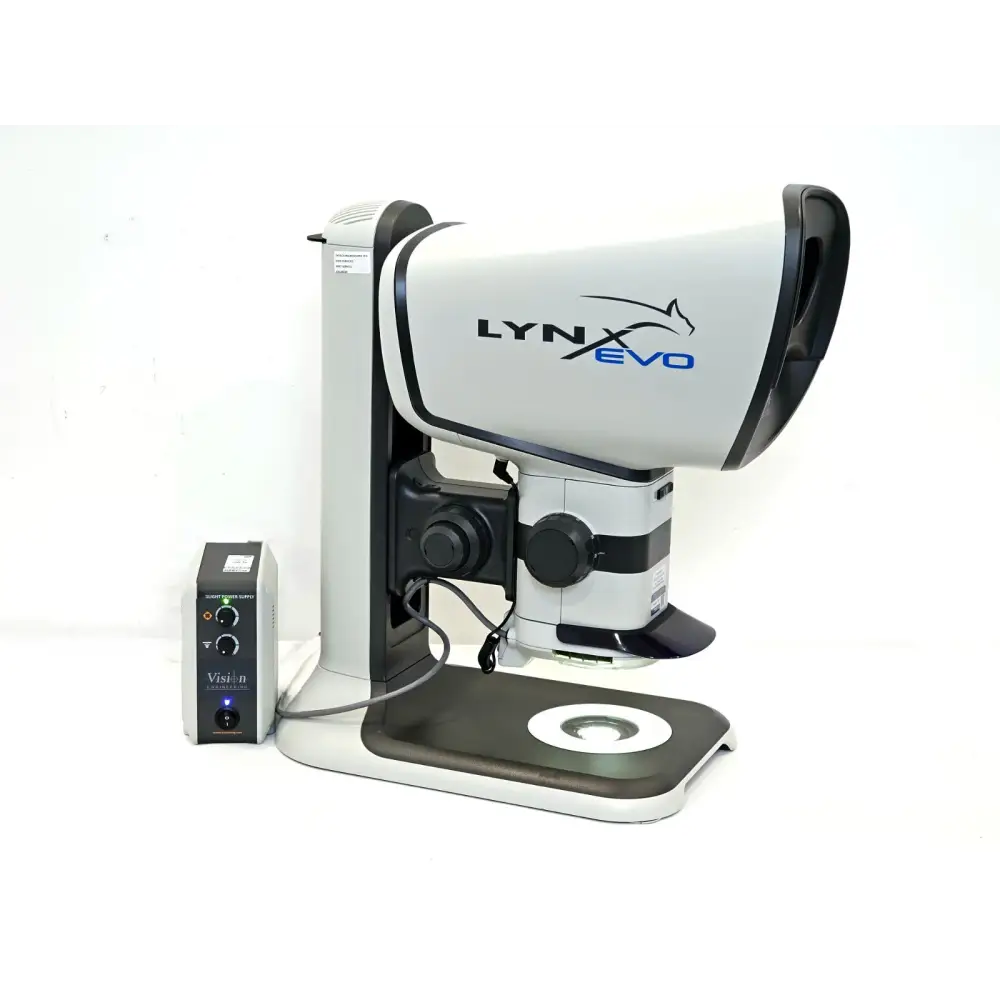 Vision Engineering Lynx EVO stereo microscope side profile showing rotating viewer and zoom body