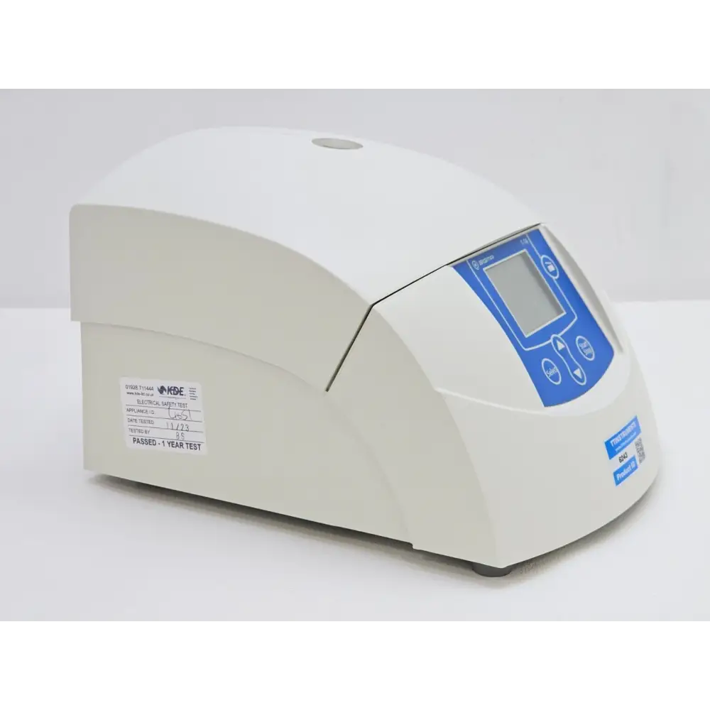 Sigma 1-14 centrifuge lid open revealing 24-place rotor for 1.5–2.2 ml tubes