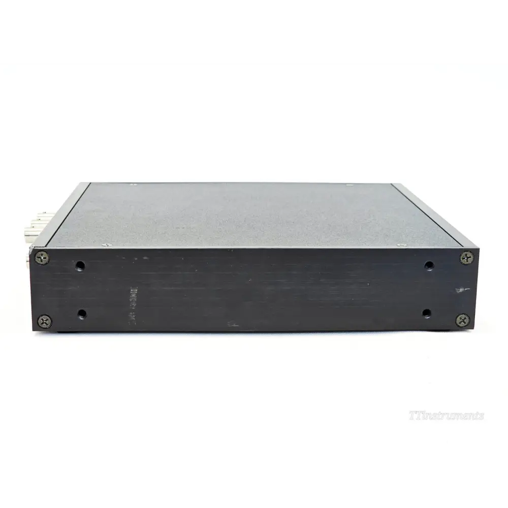 Spectrum Instruments TM4-M+ Rubidium left side panel view showing minor wear on black anodised chassis