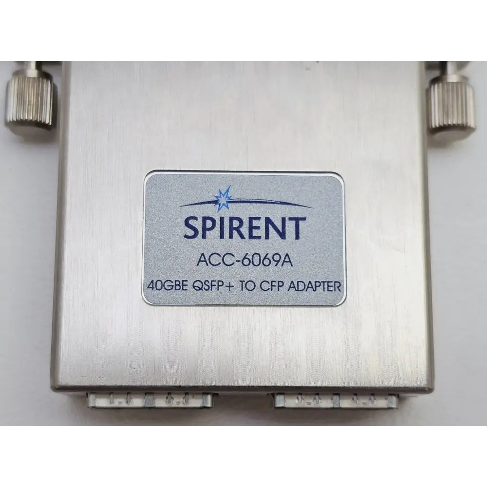 Spirent ACC-6069A 40GBE QSFP+ to CFP Adapter close-up of product identification label with model number