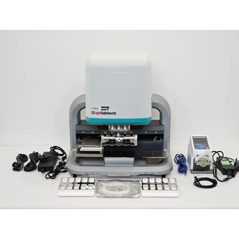 Dragonfly Discovery core unit showing dispensing head and channel array