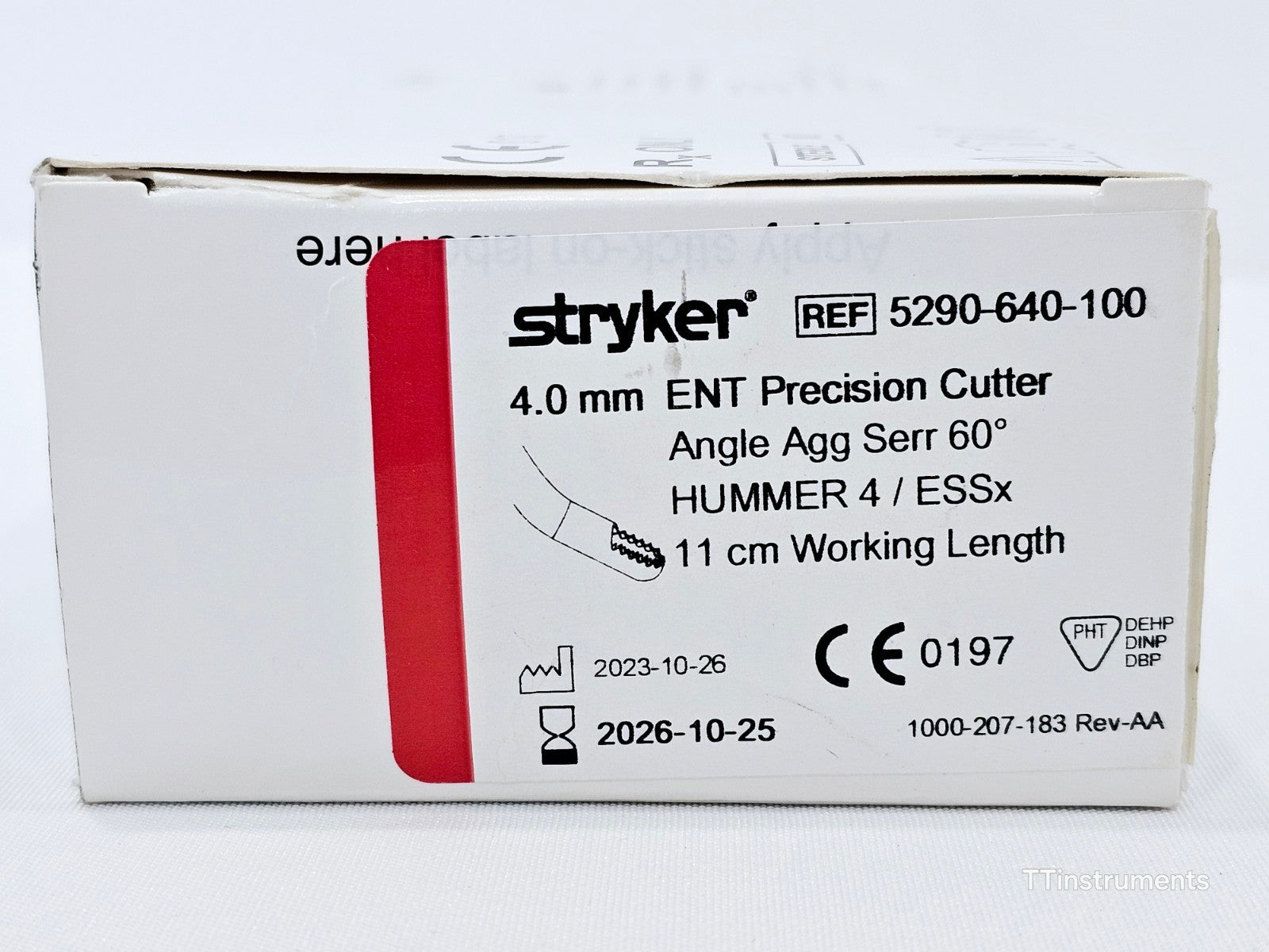 Stryker 5290-640-100 ENT Precision Cutter full length view showing 11cm working length