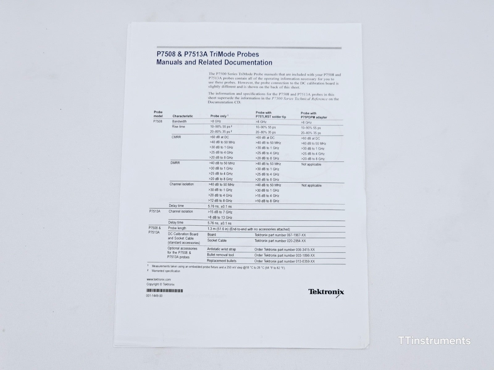 Tektronix P7508 TriMode Differential Probe 8 GHz For TekConnect Interface Scopes