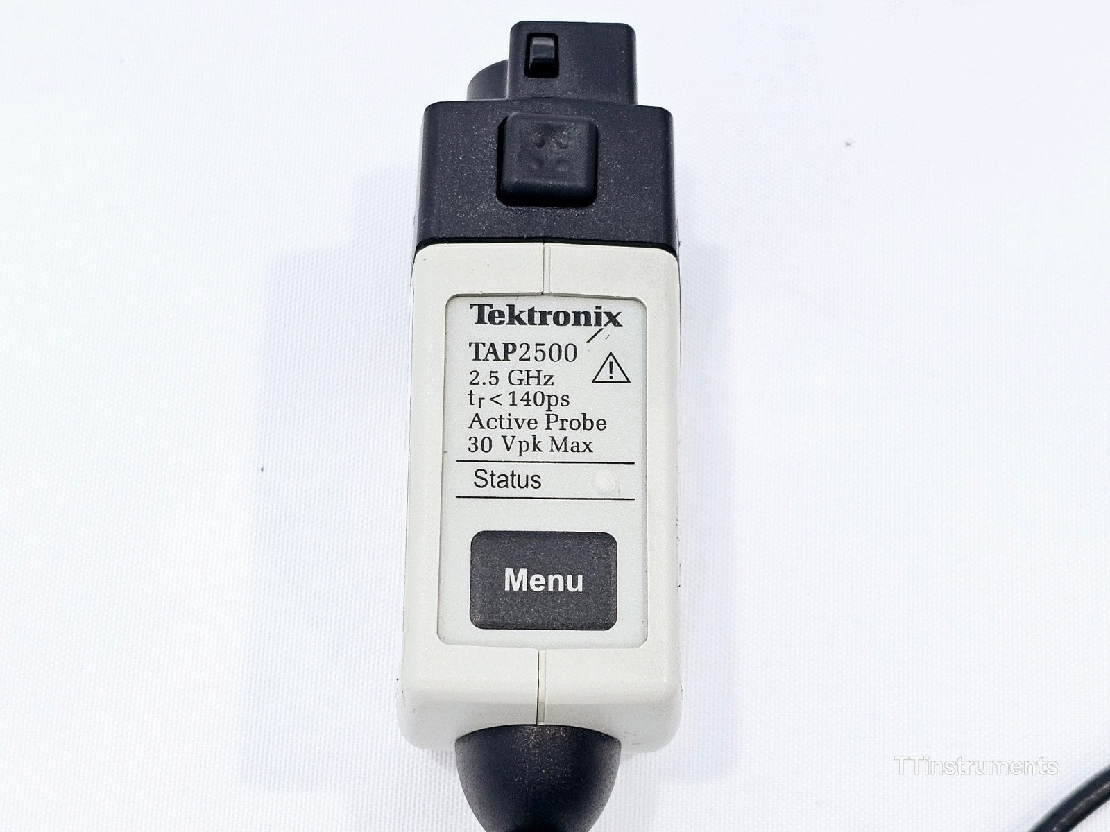Tektronix TAP2500 probe label showing model number and specifications