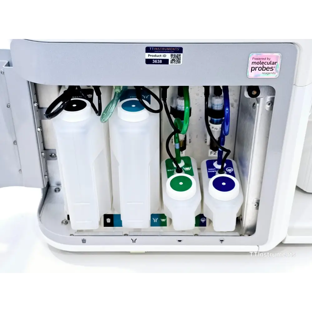 Attune NxT cytometer filter block assembly showing installed optical filters