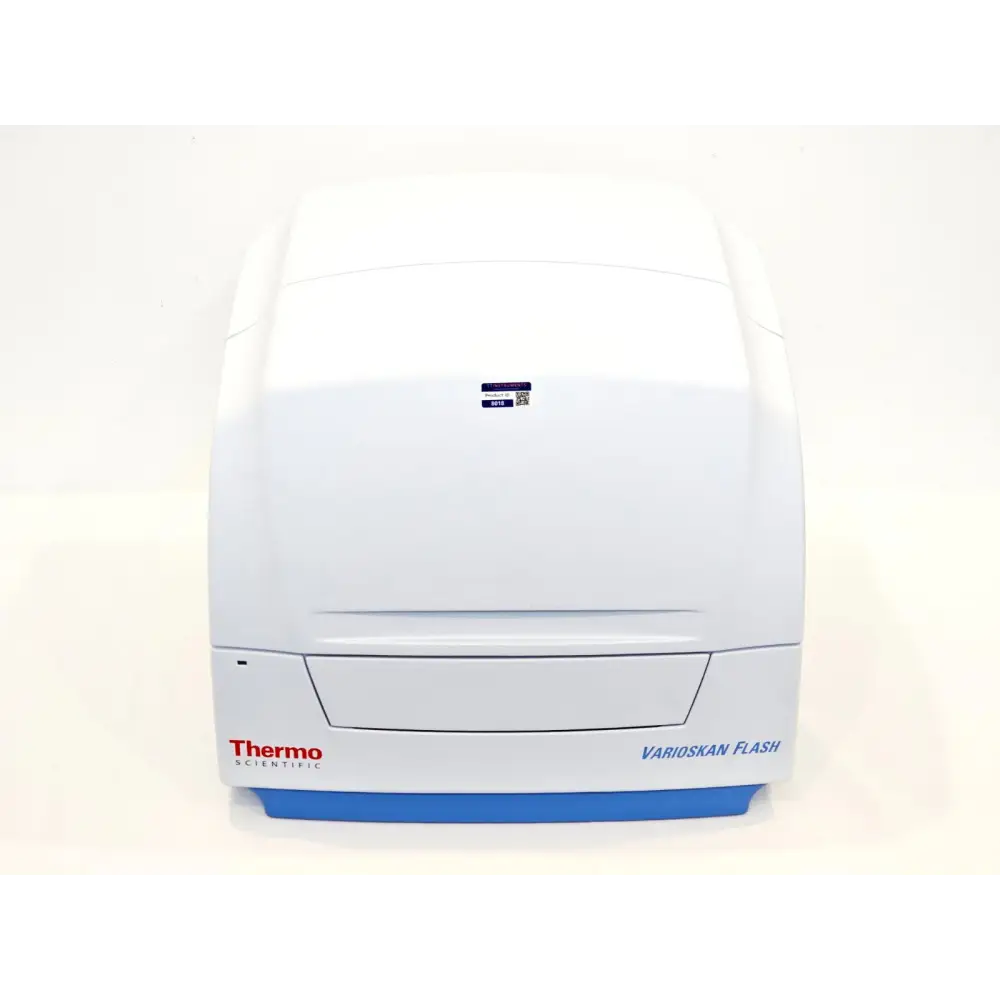 Thermo Scientific Varioskan Flash Type 3001 microplate reader front view, lid closed, blue base