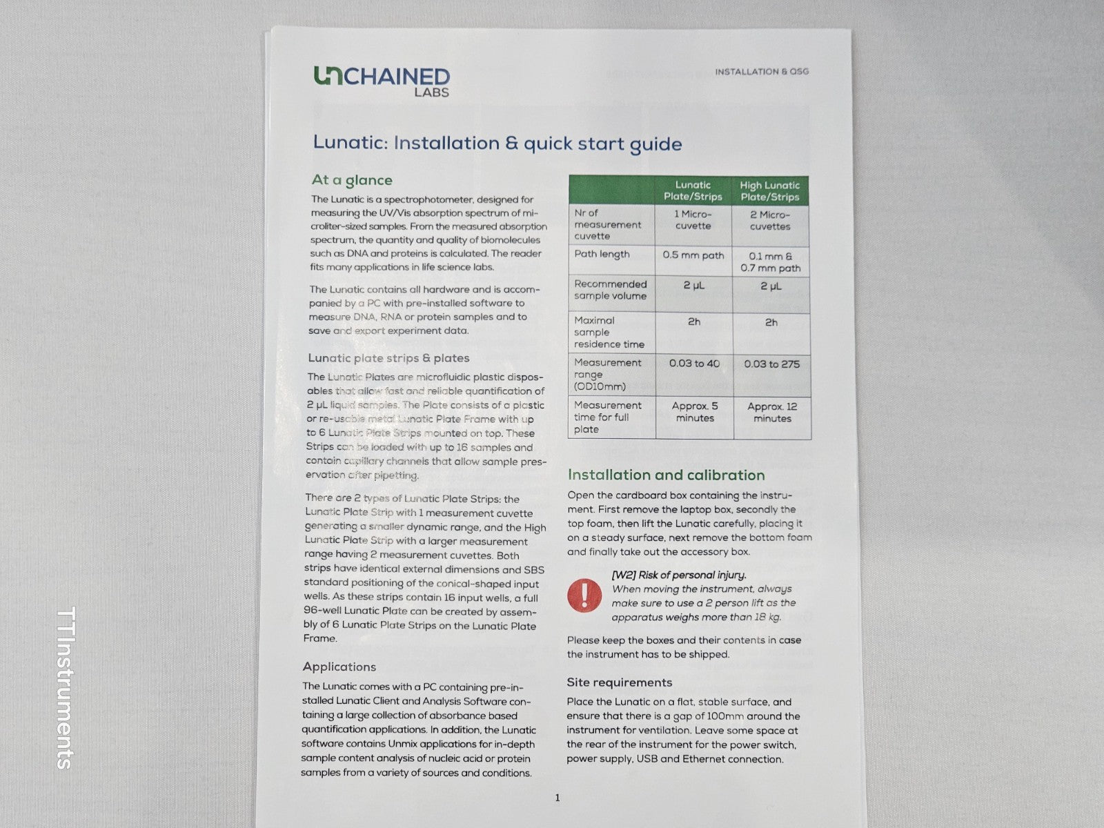Unchained Labs Lunatic UV/VIS 230-750nm Spectrophotometer w/ Laptop and Software