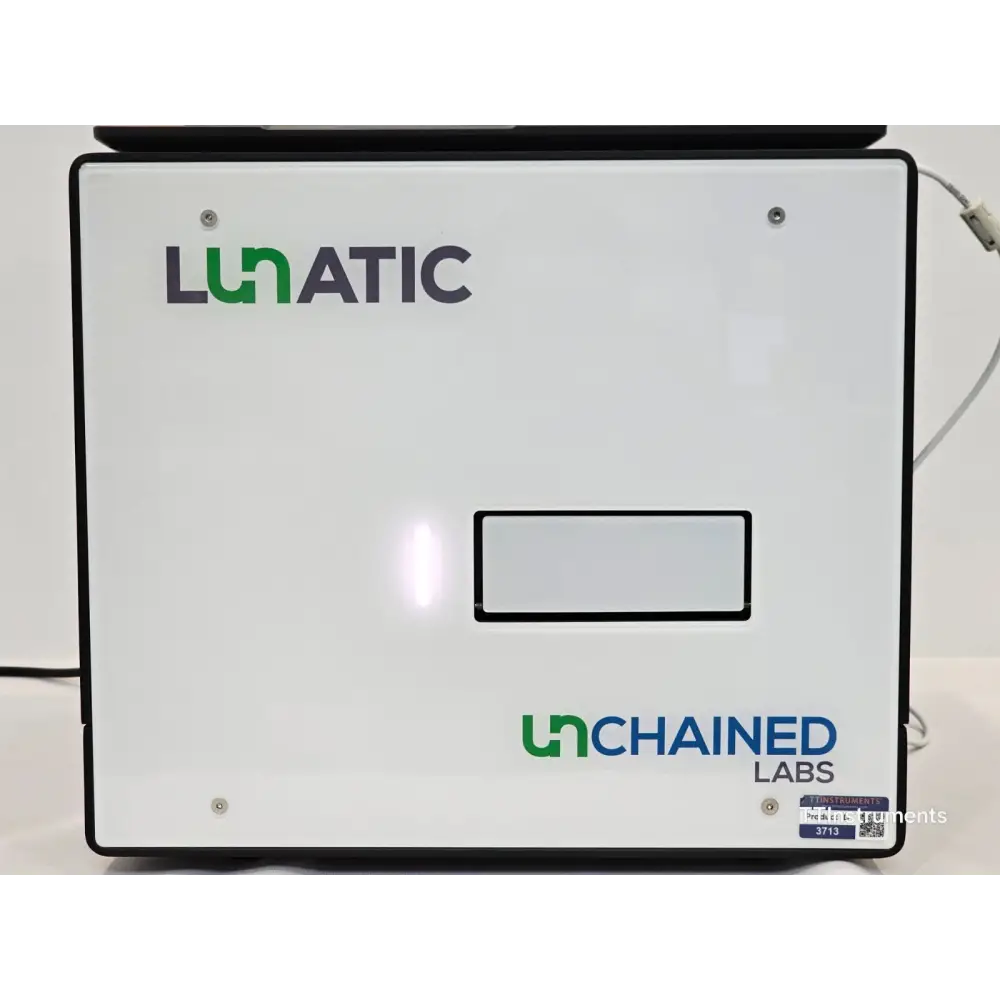 Dedicated laptop included with Unchained Labs Lunatic spectrophotometer showing desktop with software installed