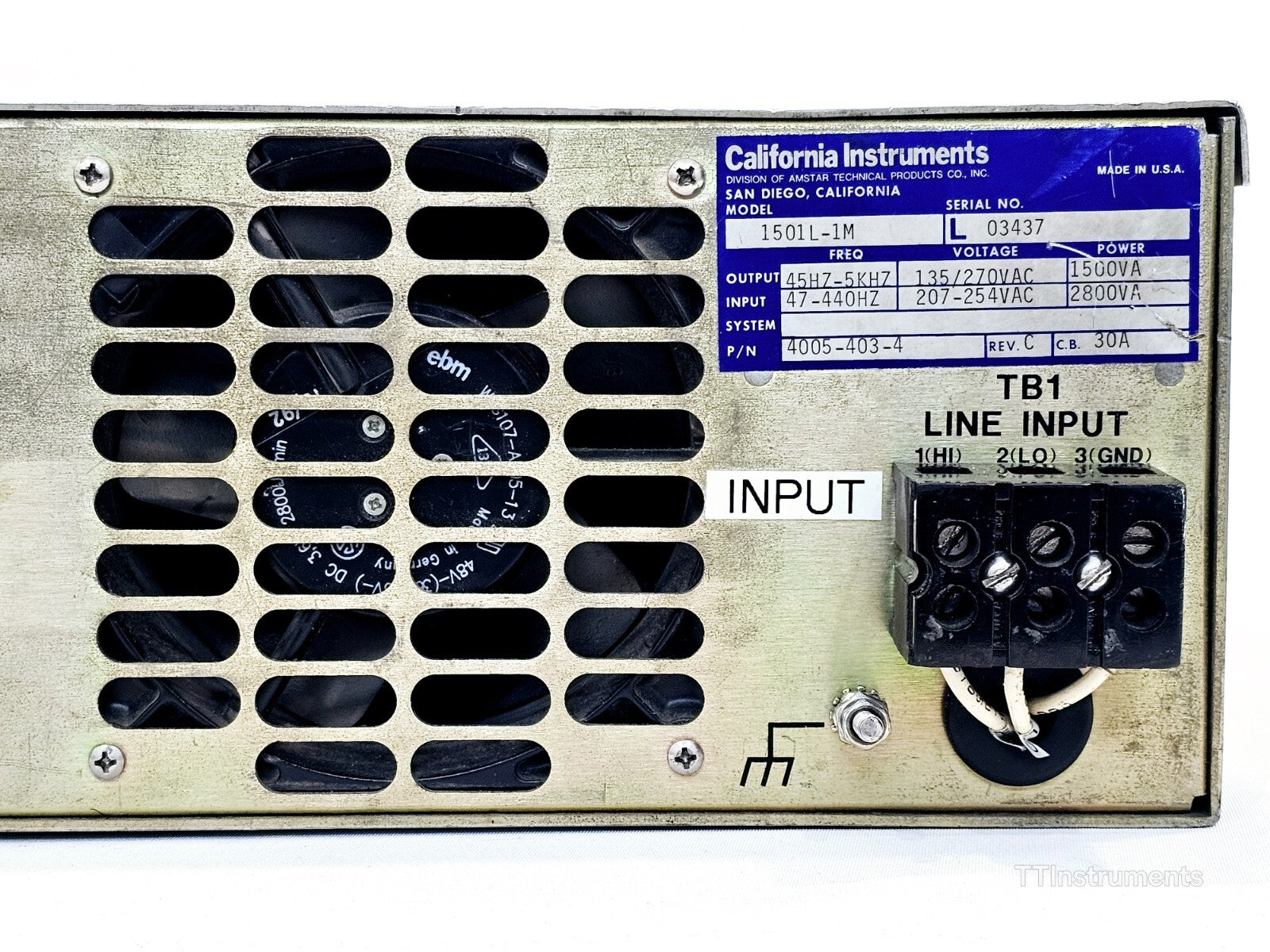 UNTESTED California Instruments 1501L AC Power Source 1501L-1M