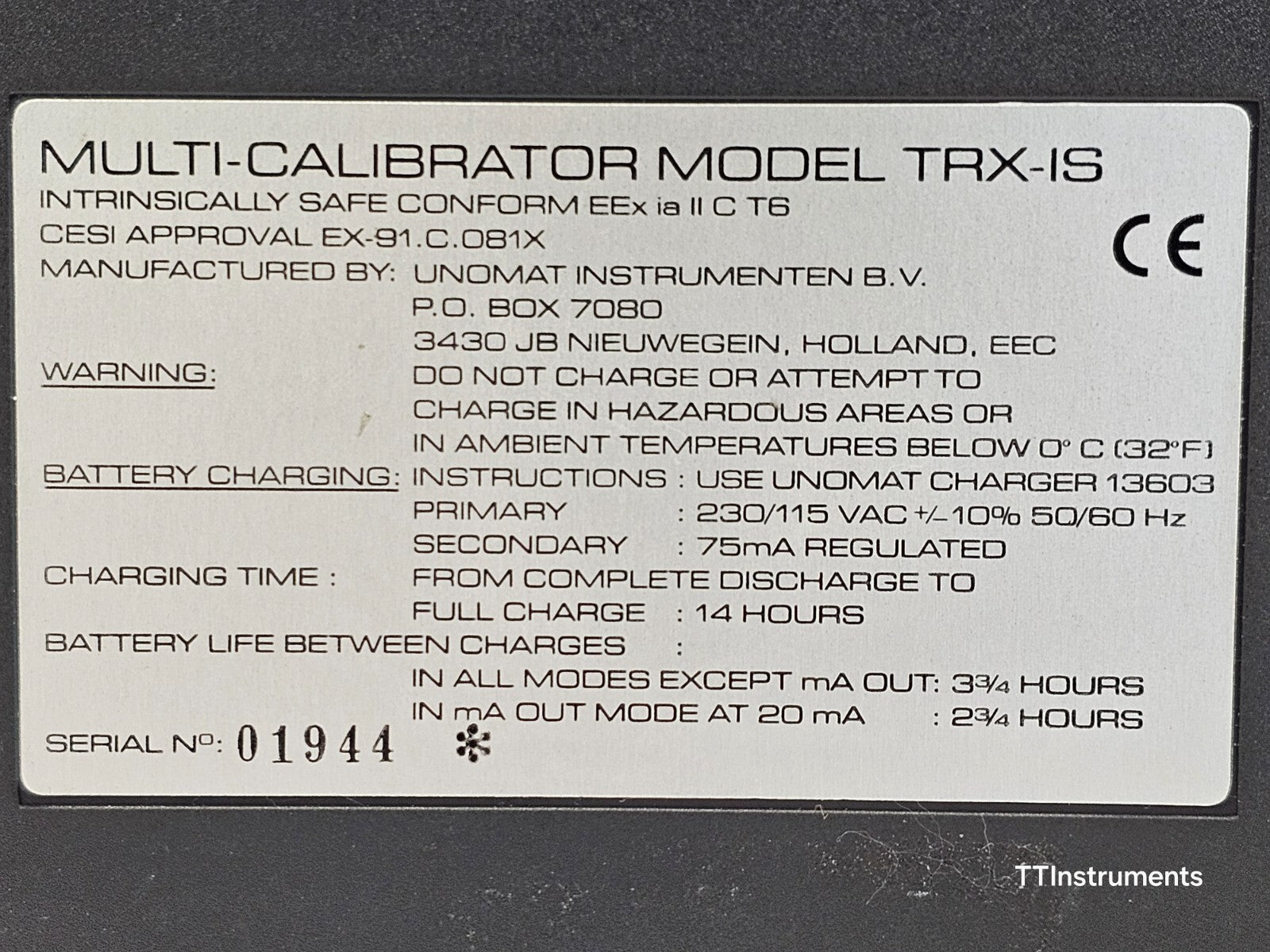 Untested UNOMAT TRX-IS Intrinsically Safe Multi-Function Calibrator RTD mA V T/C