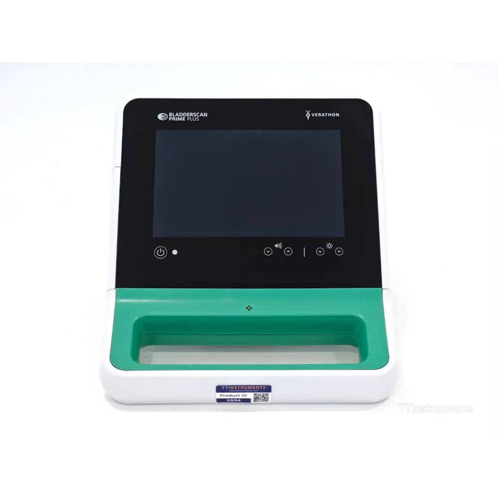 Verathon BladderScan Prime Plus 0570-0394 console front view powered off showing touchscreen and control buttons