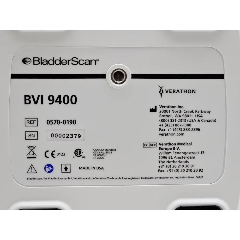 Verathon BVI 9400 BladderScan showing signs of wear on housing