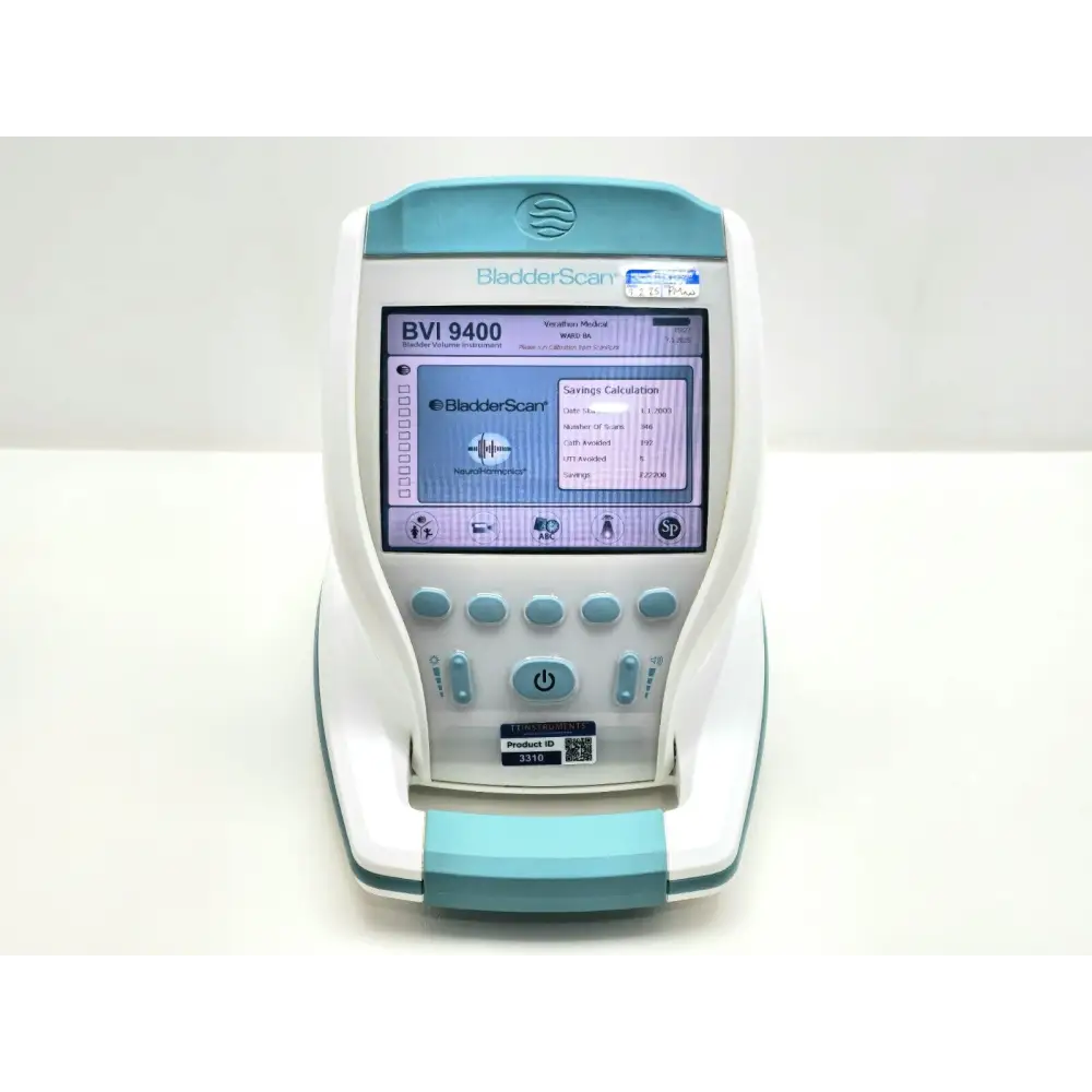Verathon BVI 9400 BladderScan handheld unit showing integrated display screen