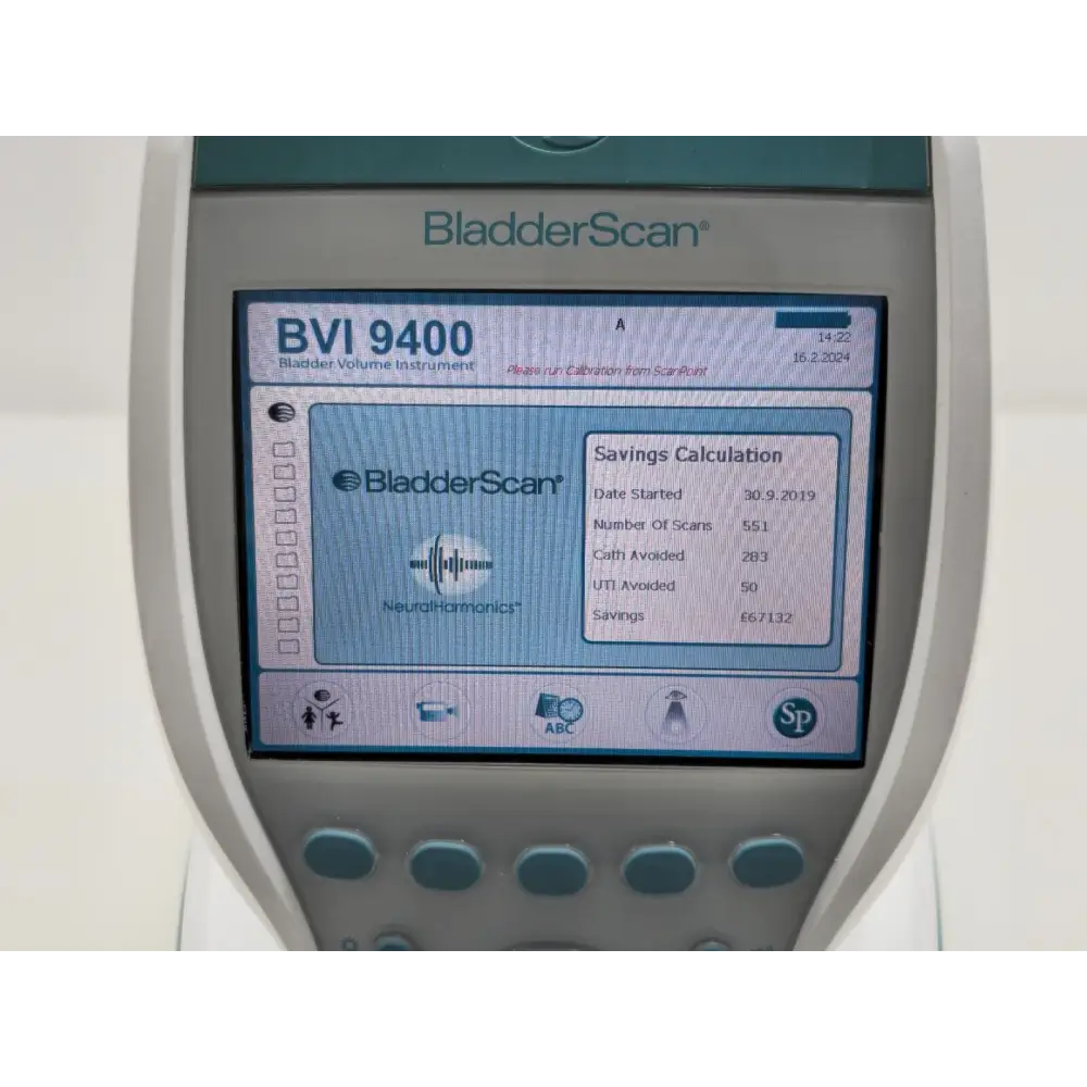 Verathon BVI 9400 BladderScan connection ports and interface detail