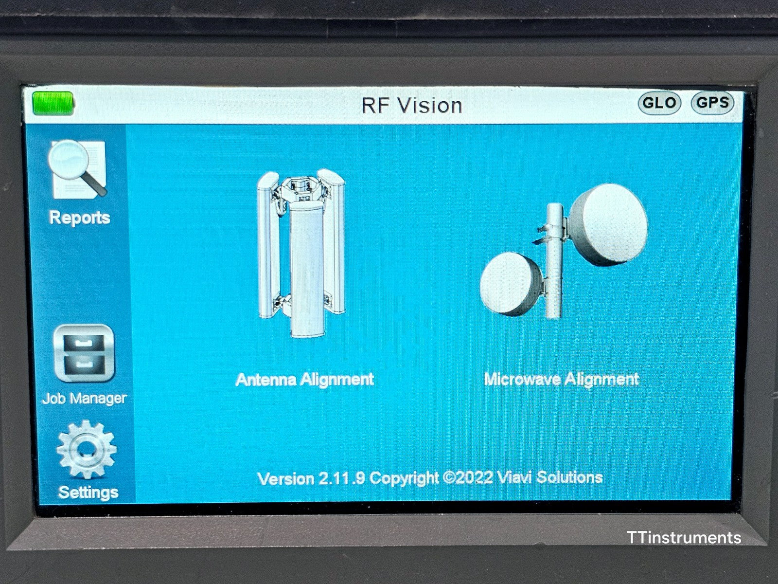 Viavi 3Z RF Vision RFV-2000 showing live line-of-sight camera view on screen