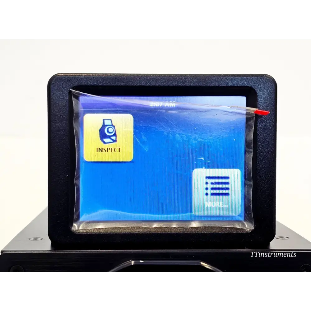 VIAVI FVAi-2400 LCD touchscreen showing INSPECT and MORE menu icons on home screen