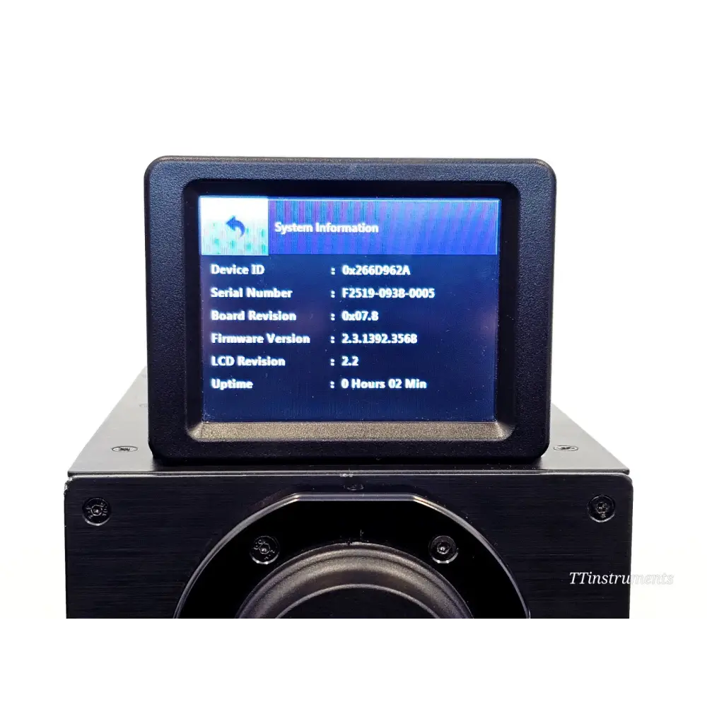 VIAVI FVAi-2400-L system information screen showing firmware v2.3.1392.3568, serial F2519-0938-0005