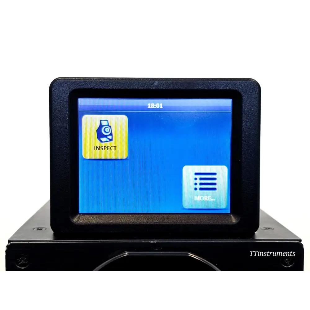 VIAVI FVAi-2400-L touchscreen LCD showing home menu with INSPECT and MORE options active