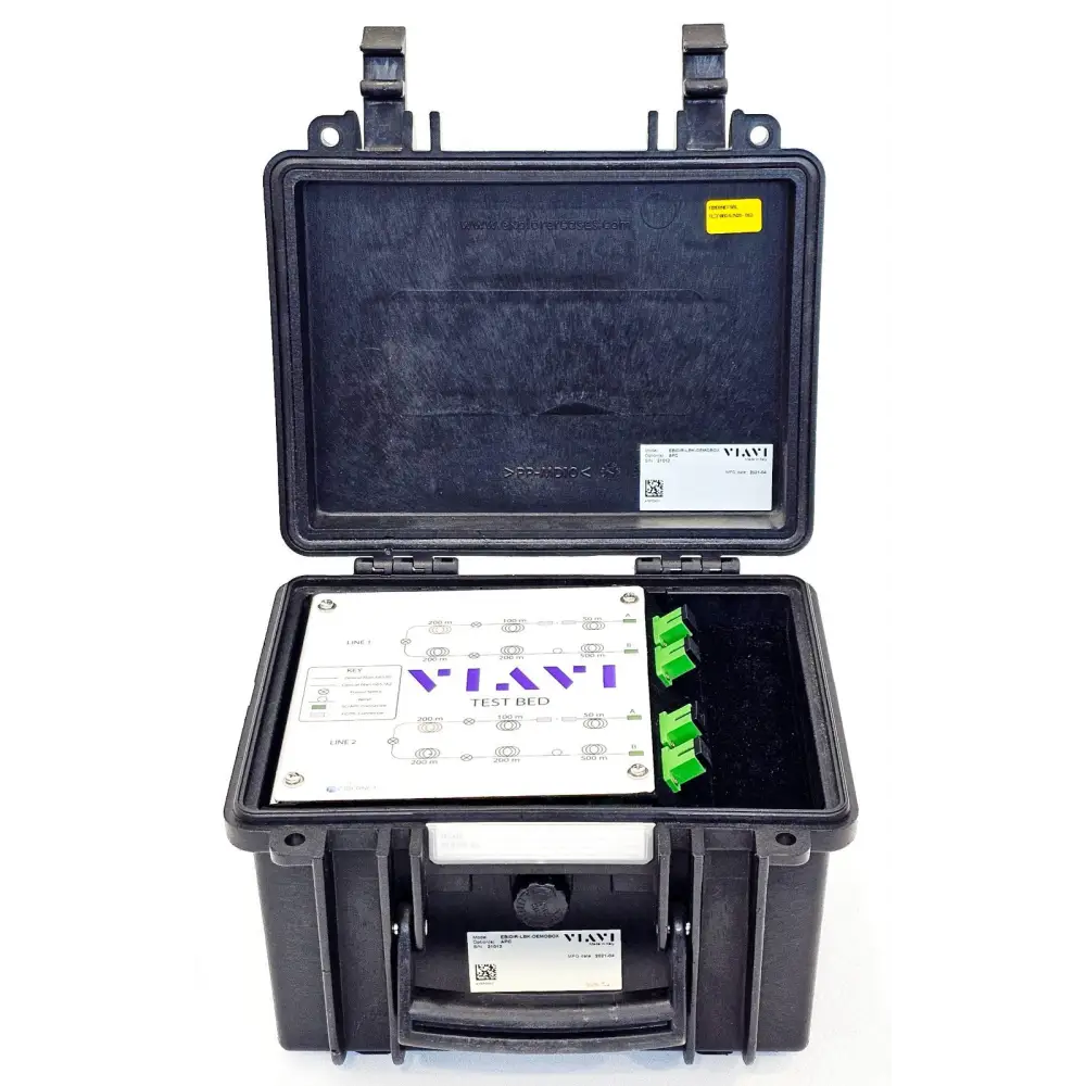 Viavi EBIDR-LBK-DEMOBOX bidirectional loopback OTDR demo box front view with SC/APC connectors