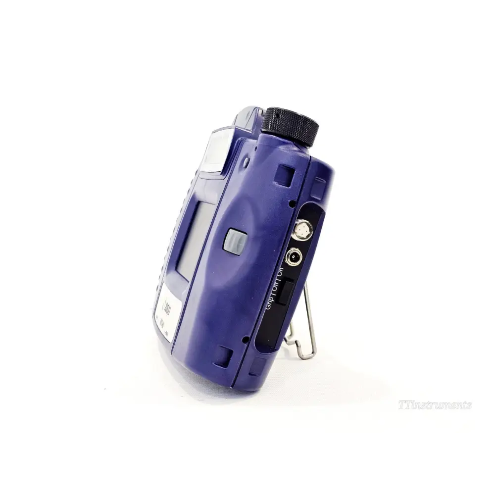 JDSU HP2-60 optical power meter right side view showing serial port, power input jack, GripSwitch and belt clip