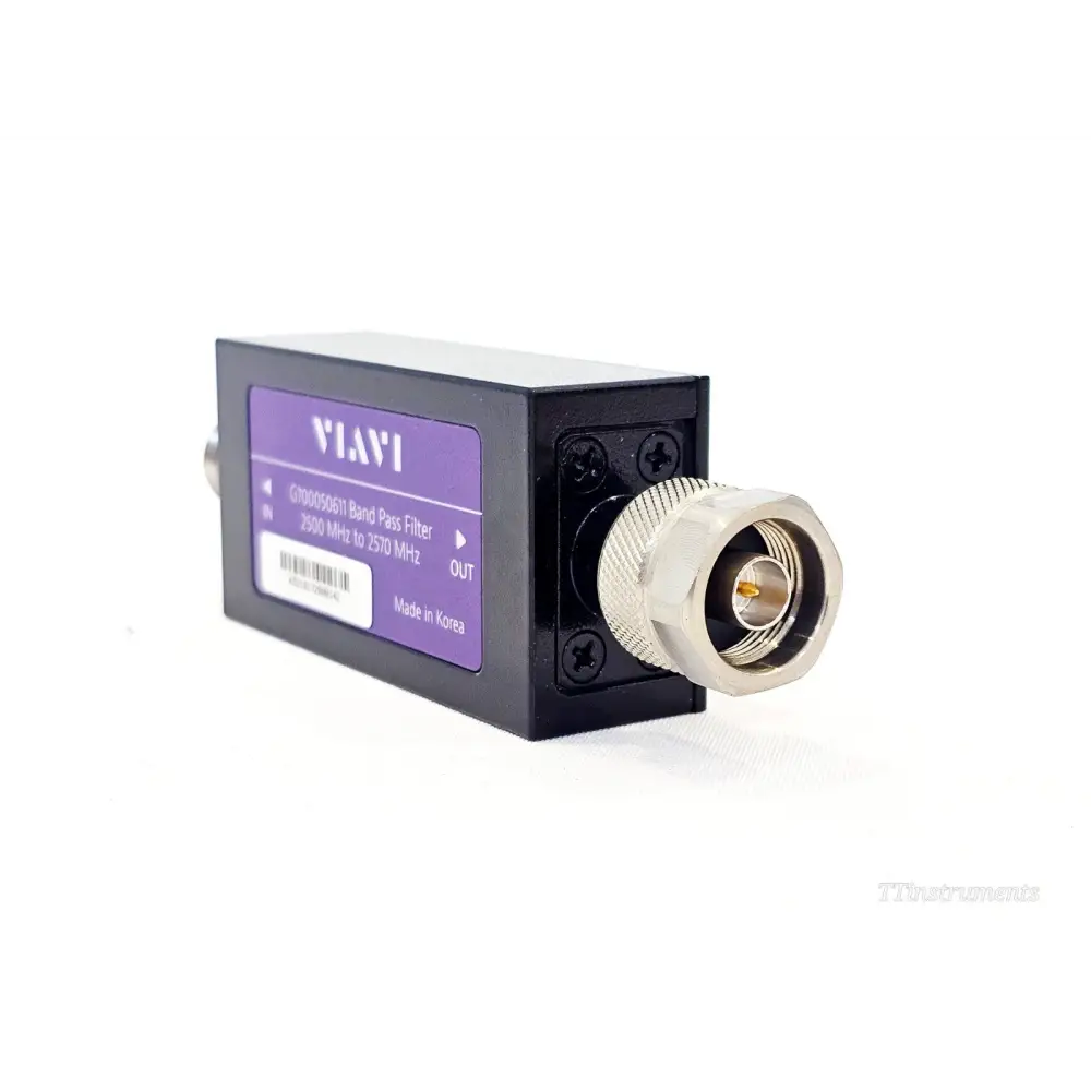 VIAVI G700050611 Band Pass Filter N-male output connector end close-up showing gold pin and knurled coupling nut