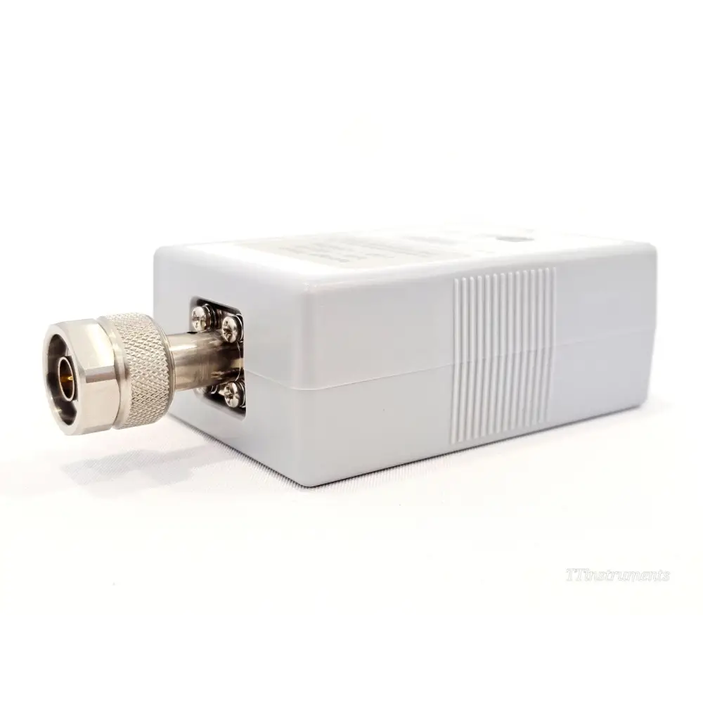VIAVI JD732B Average Power Sensor opposite side view showing ribbed grey housing and Type-N RF port