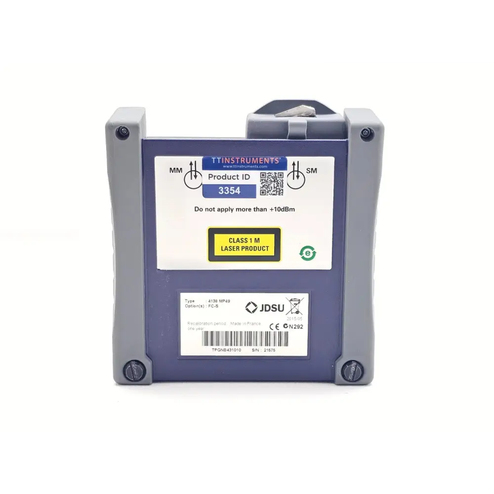 Viavi 4138 MP49 OTDR module angled view showing body and connector interface