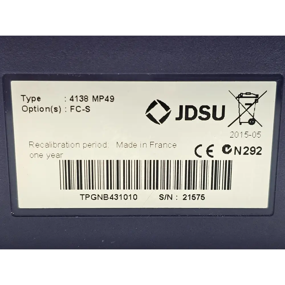 Viavi 4138 MP49 module detail view showing serial number and product label