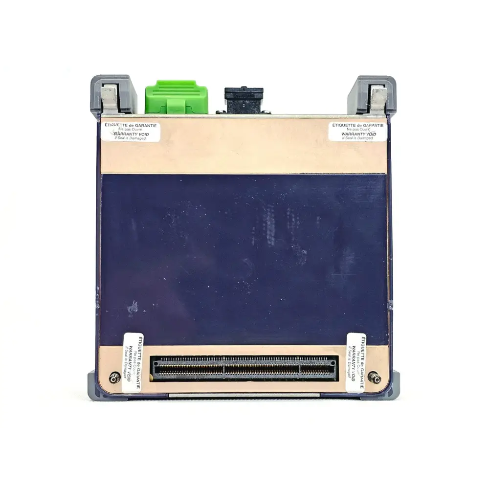 Viavi 41MPO12SM MPO Switch Module rear showing multi-pin platform connector and four warranty void seals