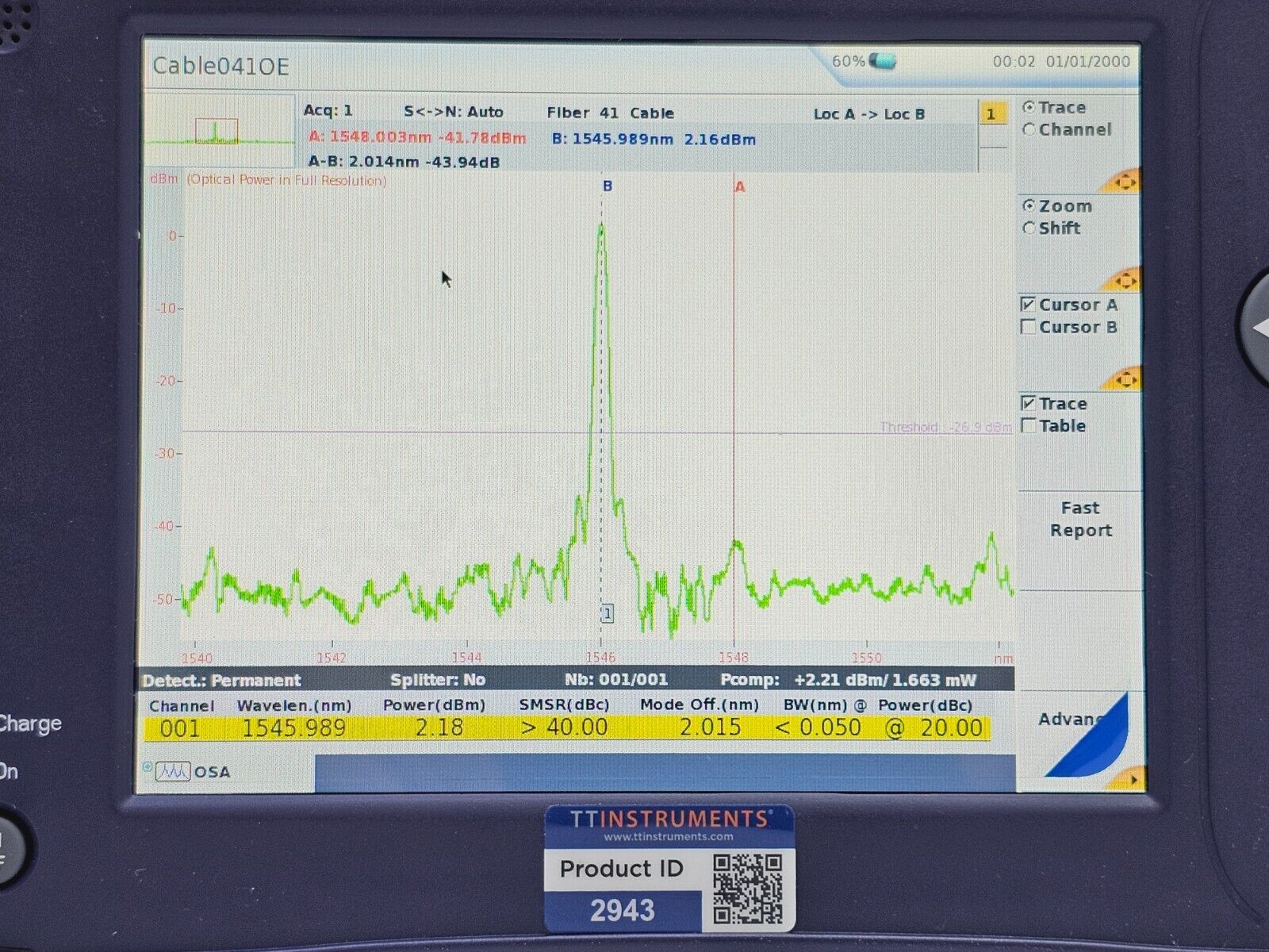 Viavi JDSU 6000A V2 + OSA-110M 1250 - 1650 nm OSA Optical Spectrum Analyzer 4